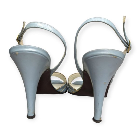 Vintage Regency Light Blue Sling Back Heels Size 8AA - Picture 4 of 10